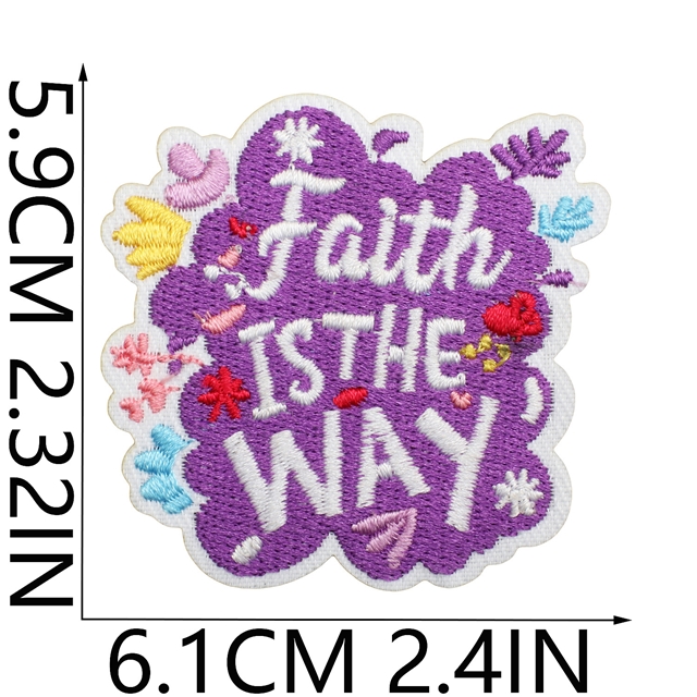 polyester thread inspirational quotes embroidery patch（back with glue)