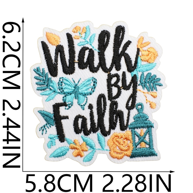 polyester thread inspirational quotes embroidery patch（back with glue)