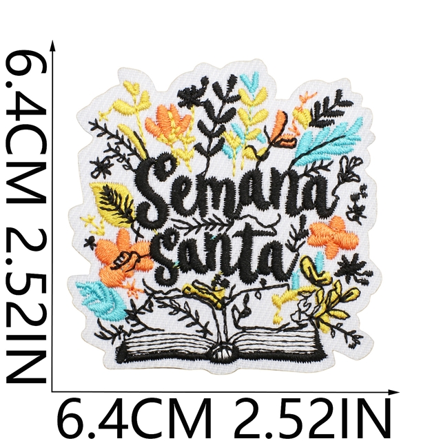 polyester thread inspirational quotes embroidery patch（back with glue)