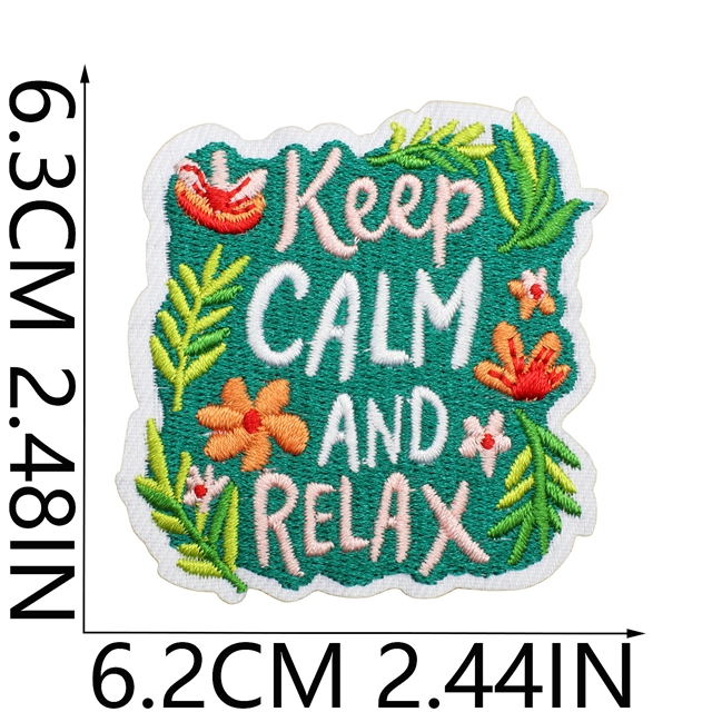polyester thread inspirational quotes embroidery patch（back with glue)