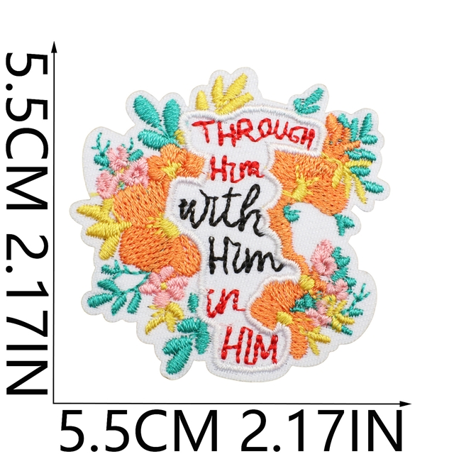 polyester thread inspirational quotes embroidery patch（back with glue)