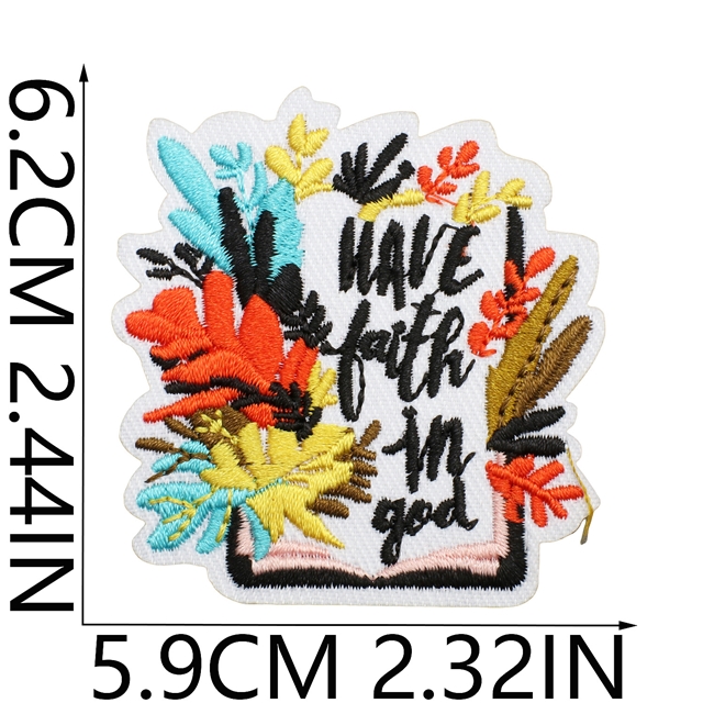 polyester thread inspirational quotes embroidery patch（back with glue)