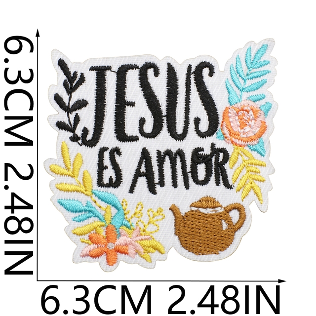 polyester thread inspirational quotes embroidery patch（back with glue)