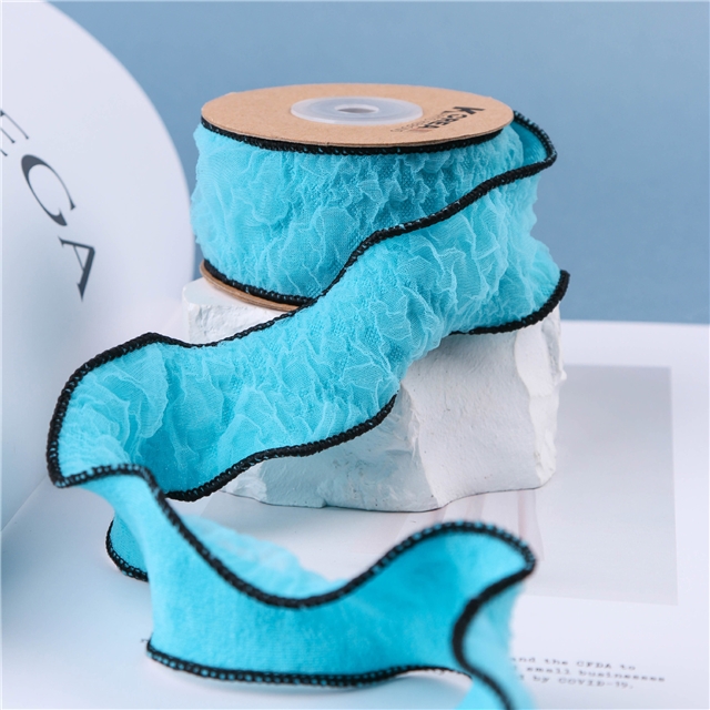 polyester plain edged lace fold ribbon