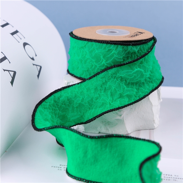 polyester plain edged lace fold ribbon