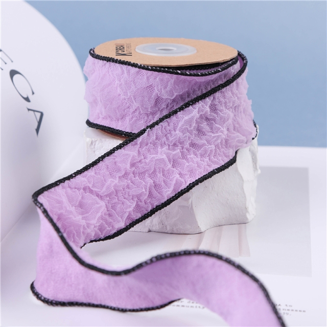 polyester plain edged lace fold ribbon