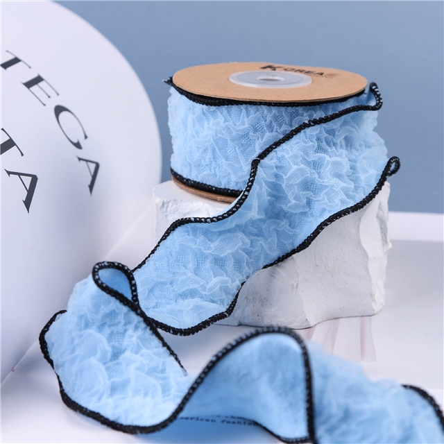 polyester plain edged lace fold ribbon