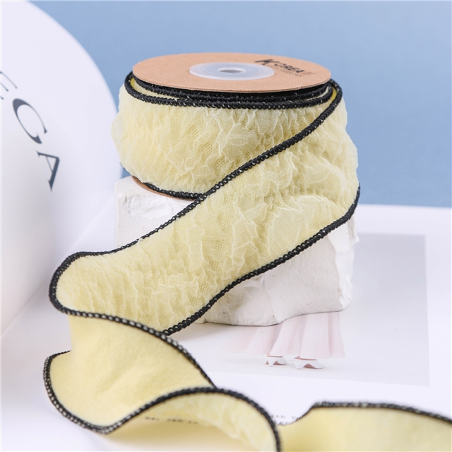 polyester plain edged lace fold ribbon