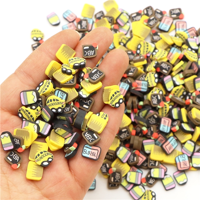 polymer clay Start of school season thinly sliced polymer clay