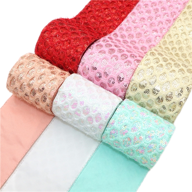 single sided with scallion sequins ribbon