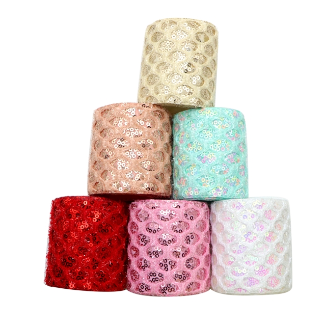 single sided with scallion sequins ribbon