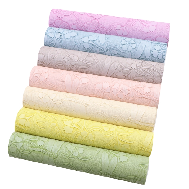 synthetic leather plain color butterfly dragonfly flower faux leather