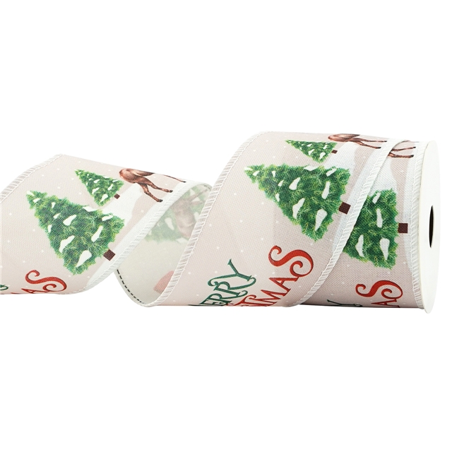 polyester christmas series fine linen wired ribbon