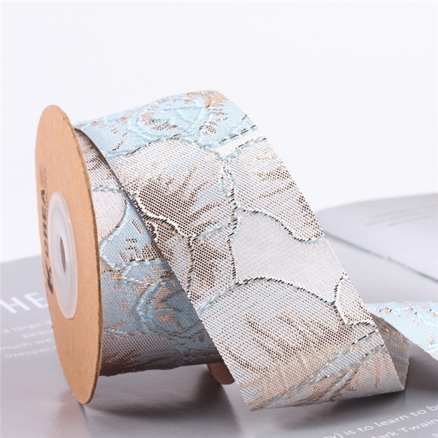 polyester vintage single-sided gold and silver embroidered flower ribbon 01,pink rose,2.5cm(1