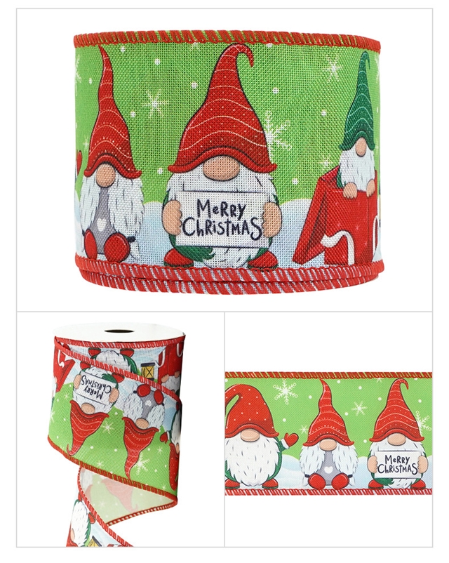 polyester christmas series fine linen wired ribbon