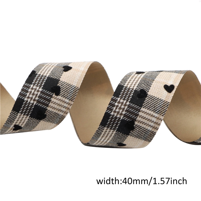 single grating ribbon black heart,40mm(1.6