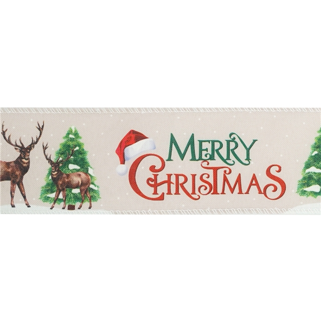 polyester christmas series fine linen wired ribbon