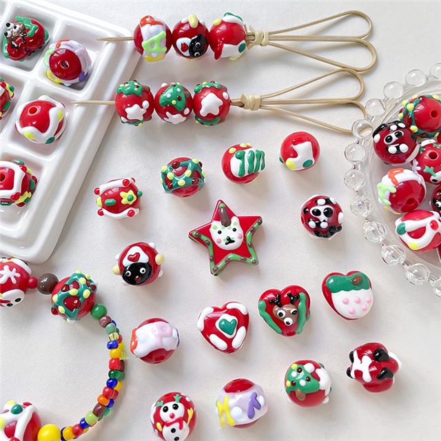 acrylic Christmas collection Hand-painted acrylic beads diy material accessories