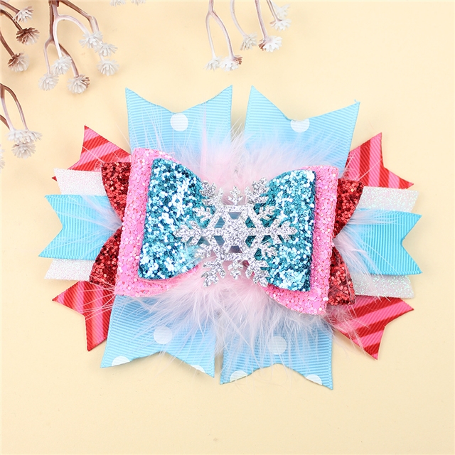 4.5 inches grosgrain Christmas day series ribbon bow hairpin 1#
