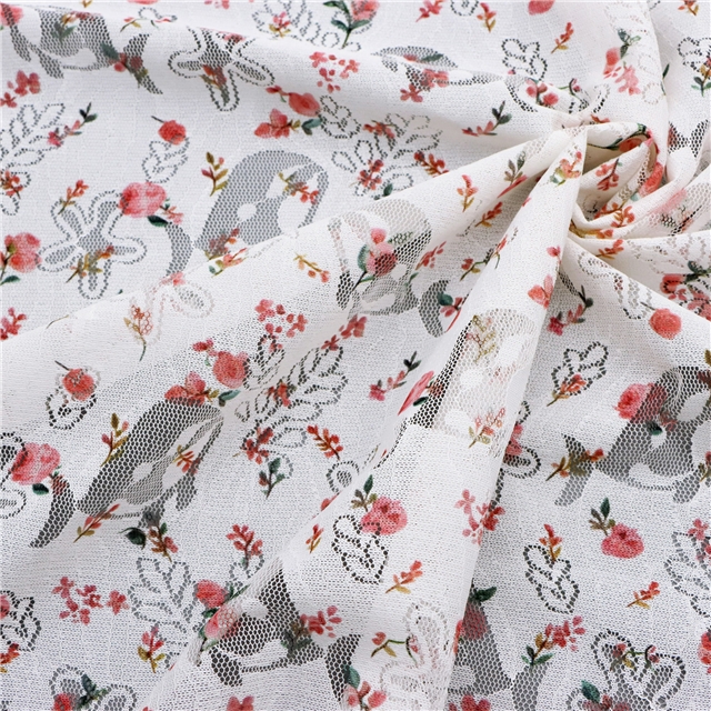 printed hollow the whale leaf flower lace fabric