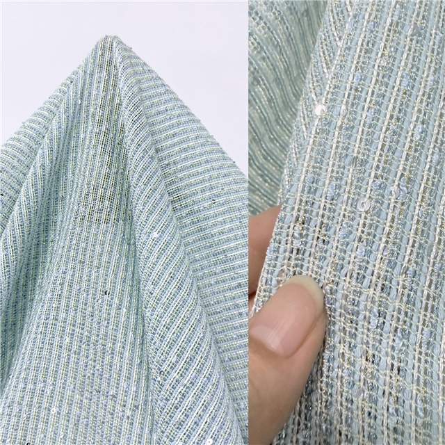 golden sequin coarse woven hollow out small fragrant fabric 2#blue,50*147cm(19.7*57.9