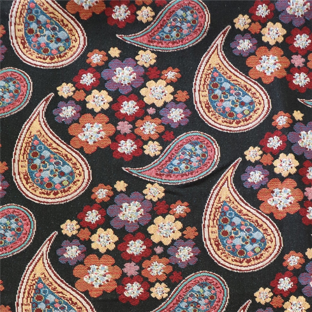 cashew flower polyester cotton yarn dyed jacquard fabric