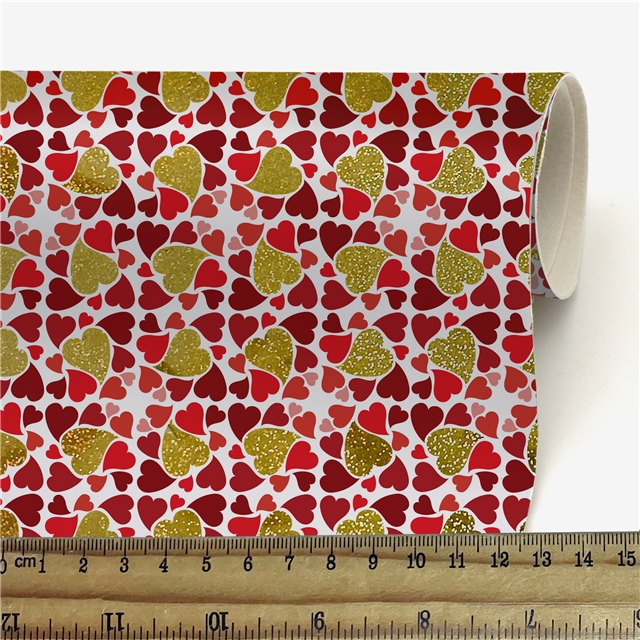 self printed gold foil faux leather fabric