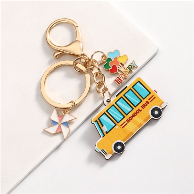 back to school wooden keychain pendant