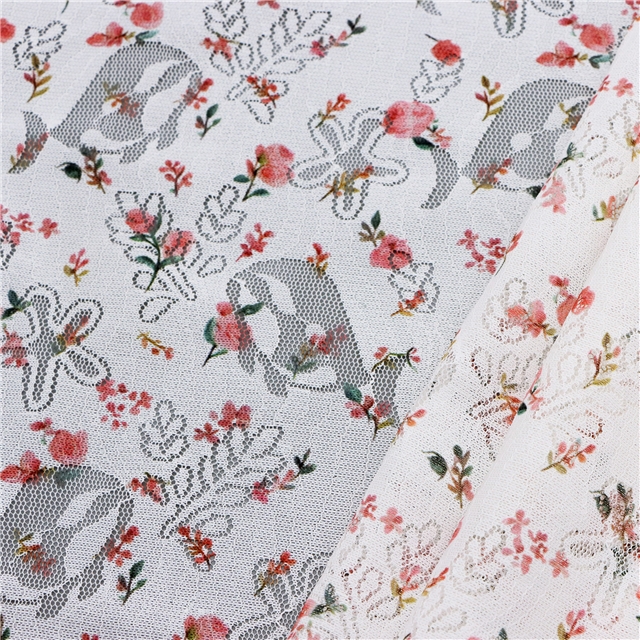 printed hollow the whale leaf flower lace fabric