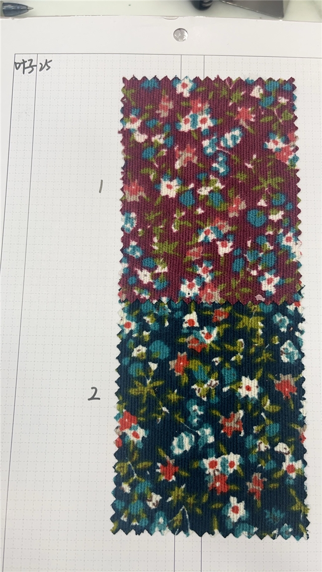 floral printed corduroy fabric
