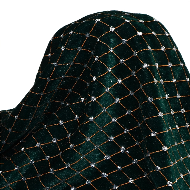 diamond patterned glitter velvet fabric