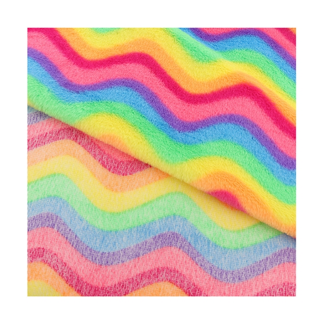 rainbow wave rabbit fur fabric