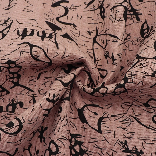 ancient style nail bone printing cotton and linen fabric