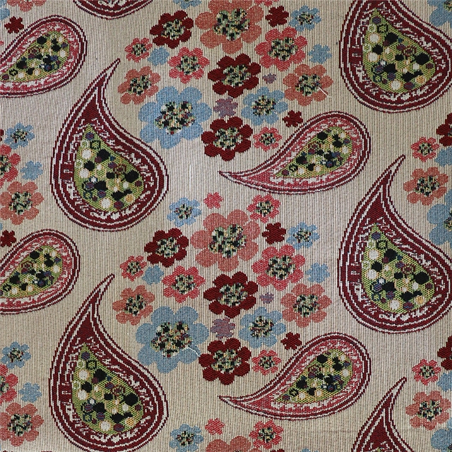 cashew flower polyester cotton yarn dyed jacquard fabric