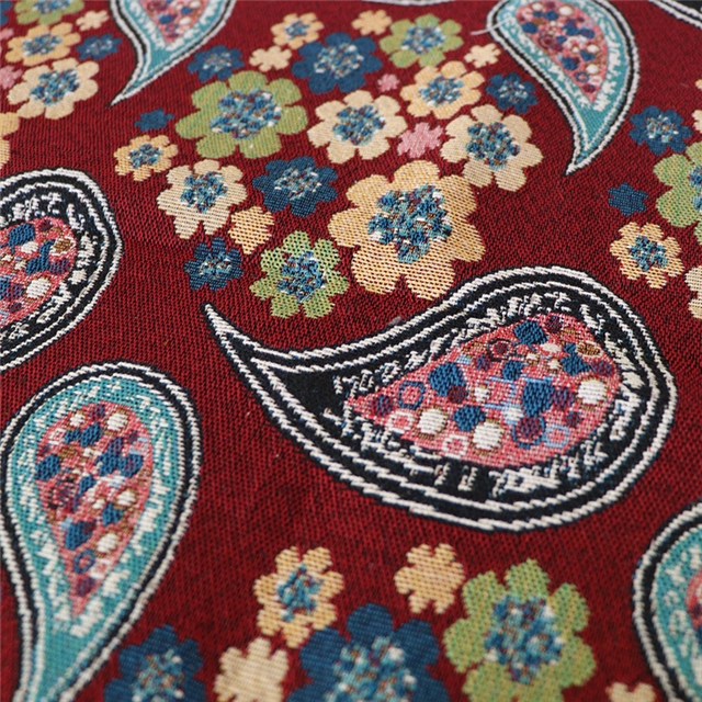 cashew flower polyester cotton yarn dyed jacquard fabric