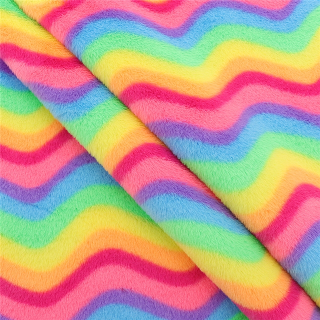 rainbow wave rabbit fur fabric