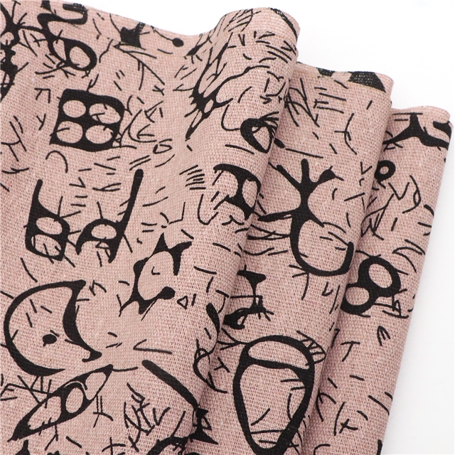 ancient style nail bone printing cotton and linen fabric