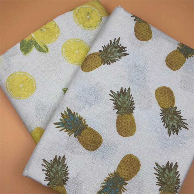 fruit printed cotton and linen fabric