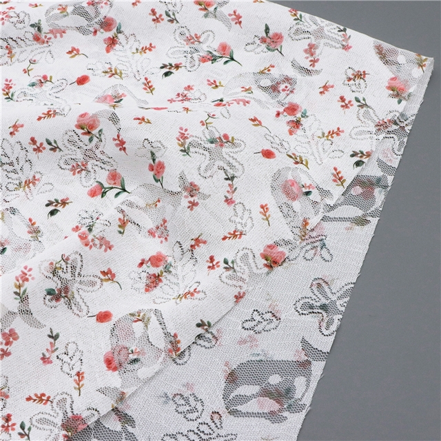 printed hollow the whale leaf flower lace fabric