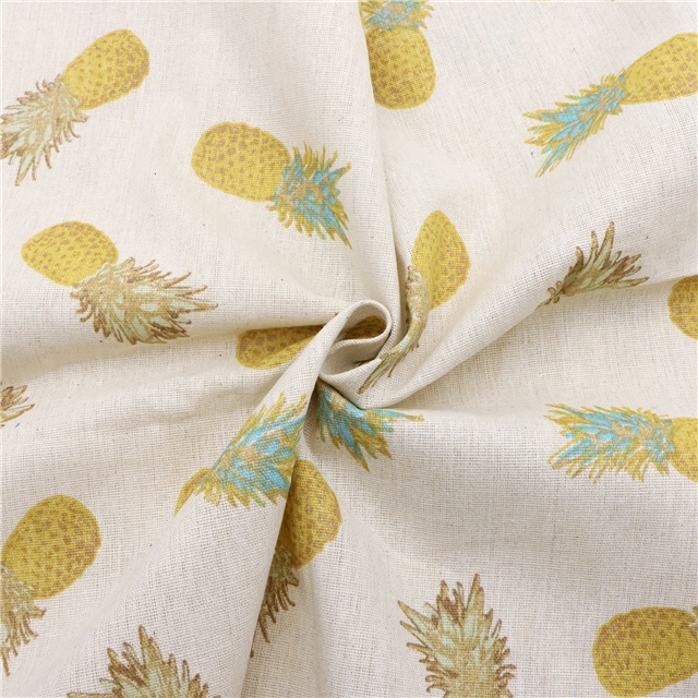 fruit printed cotton and linen fabric pineapple,50*150cm(19.7*59.1