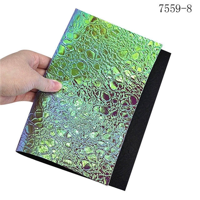 synthetic leather colorful laser wrinkled PU embossed leather