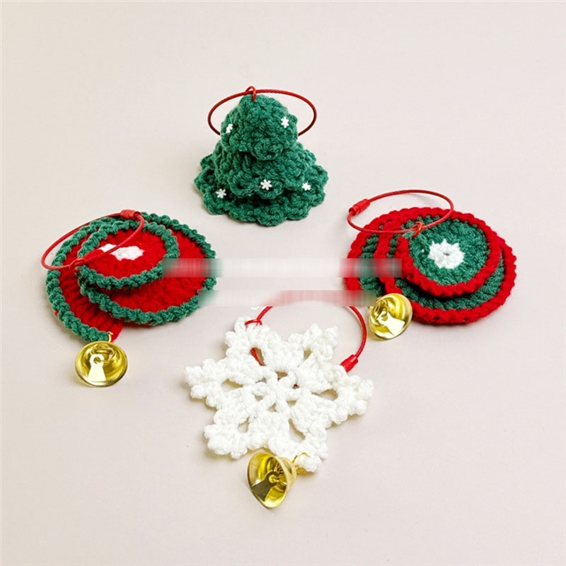 acrylic fibers christmas series knitted keychain pendant