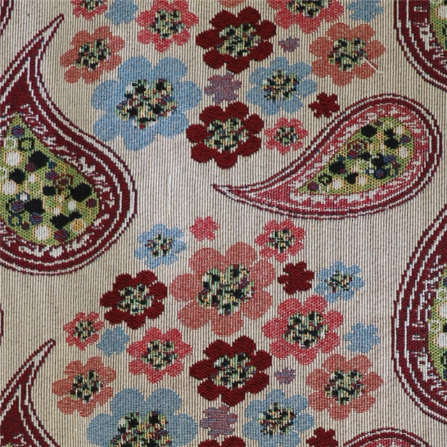 cashew flower polyester cotton yarn dyed jacquard fabric