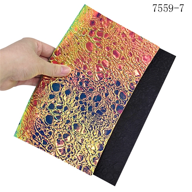 synthetic leather colorful laser wrinkled PU embossed leather