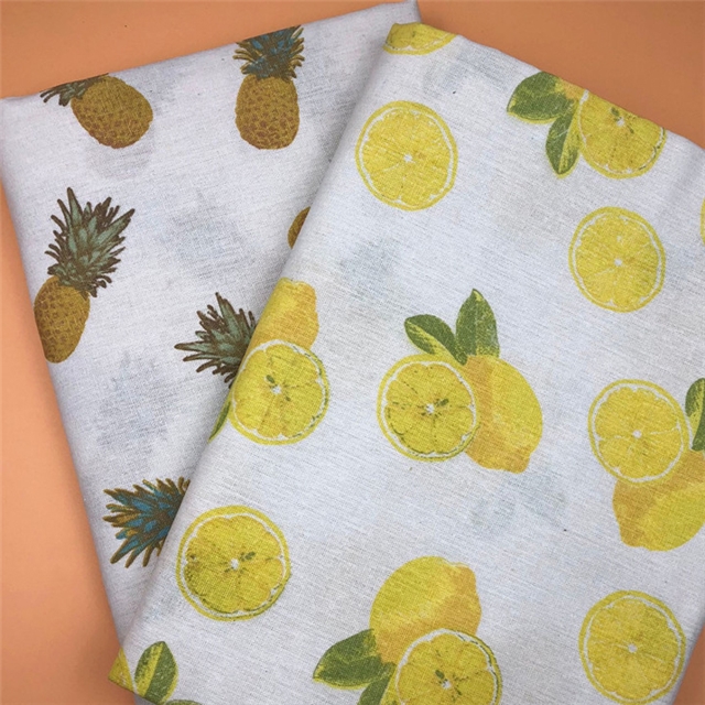 fruit printed cotton and linen fabric