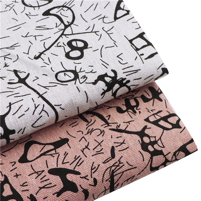 ancient style nail bone printing cotton and linen fabric