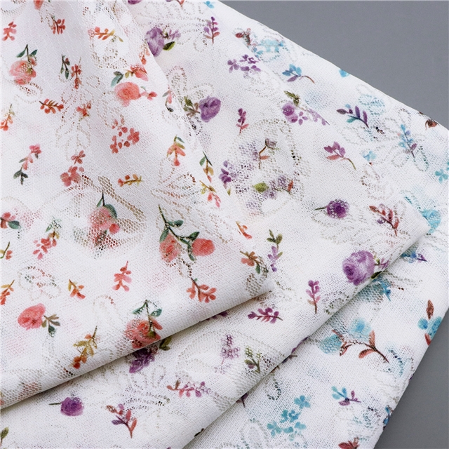 printed hollow the whale leaf flower lace fabric