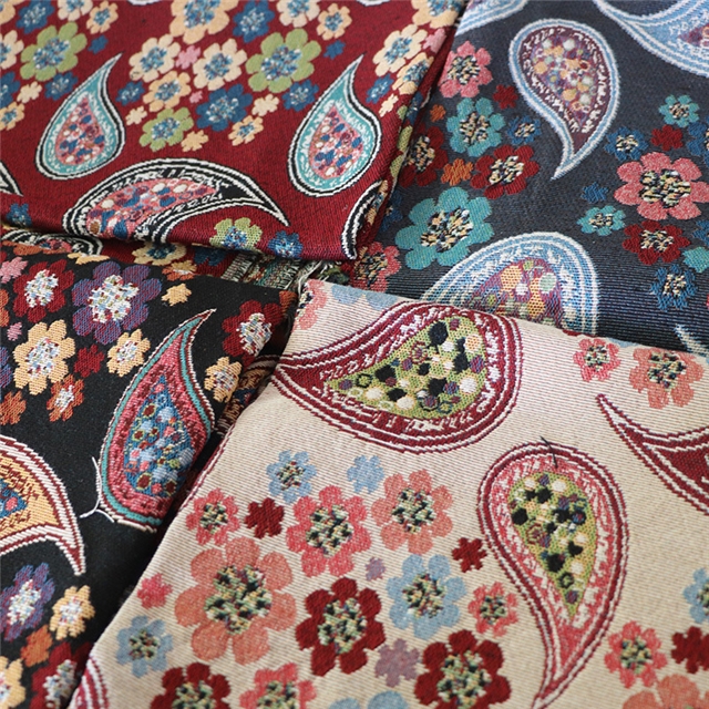 cashew flower polyester cotton yarn dyed jacquard fabric