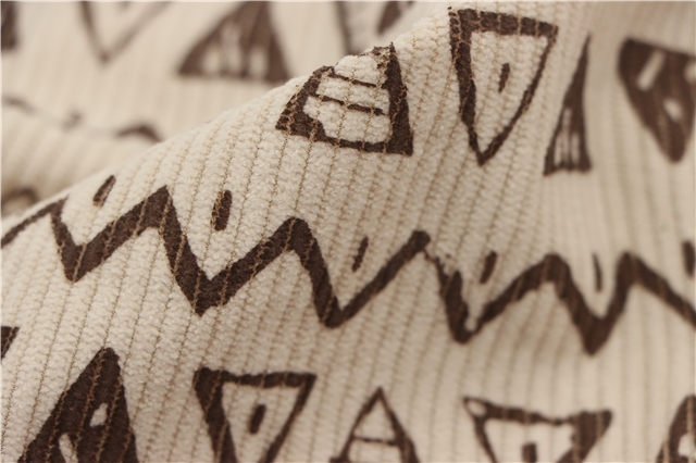 geometric pattern printed corduroy fabric