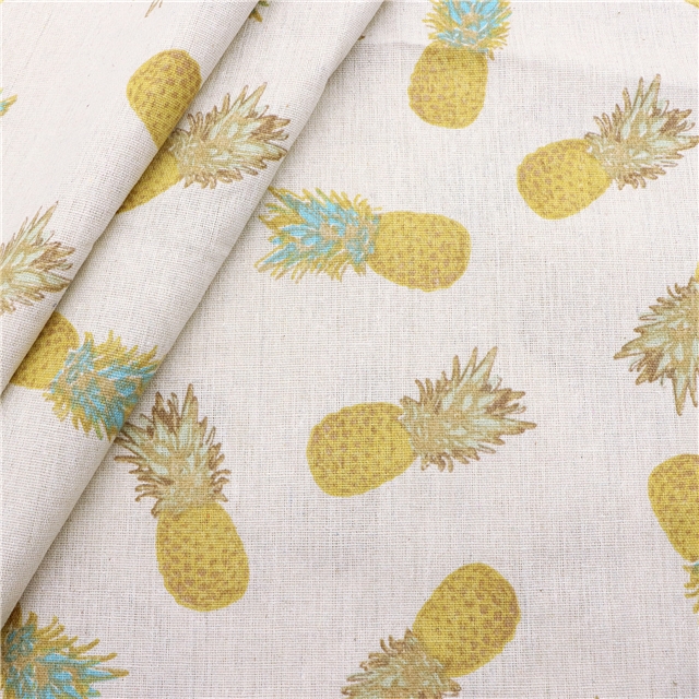 fruit printed cotton and linen fabric pineapple,50*150cm(19.7*59.1
